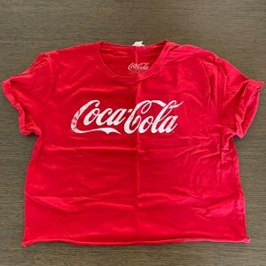 Garage Cropped Red Coca Cola Shirt Size Medium